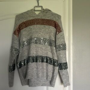 Hooded sequined sweater